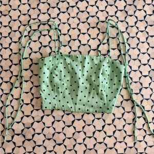 Zara Green Polka Dot Crop Top size XS spaghetti strap